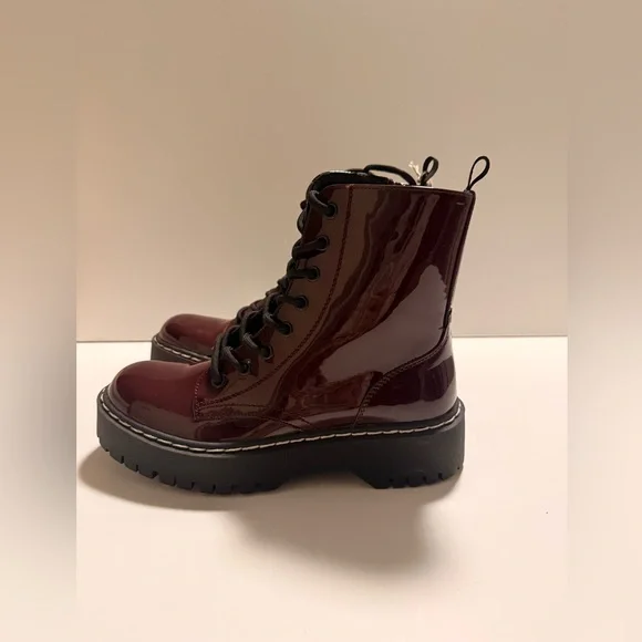 Sincerely Jules Burgundy Lace-Up Boots - Picture 2 of 7